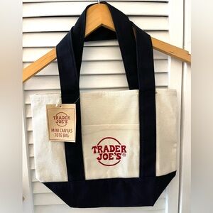 Navy and Cream Mini Canvas Tote Bag